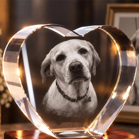 Personalized 3D Crystal Heart - Wedding Anniversary Premium Engraved Keepsake