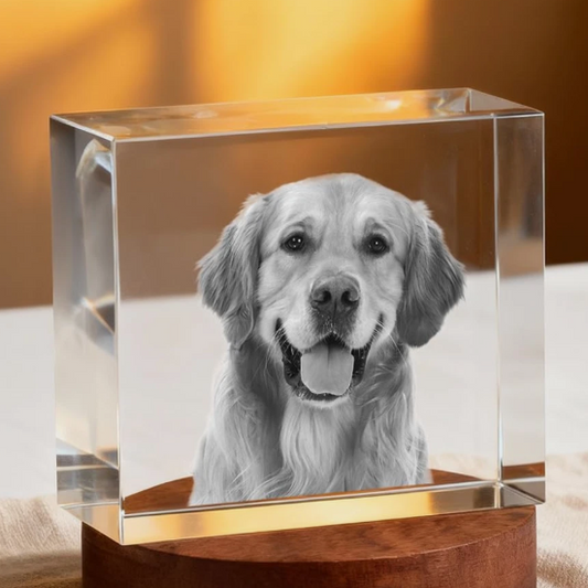 Custom Photo Inside Crystal Cube - Premium 3D Laser Etched Keepsake (Square B)